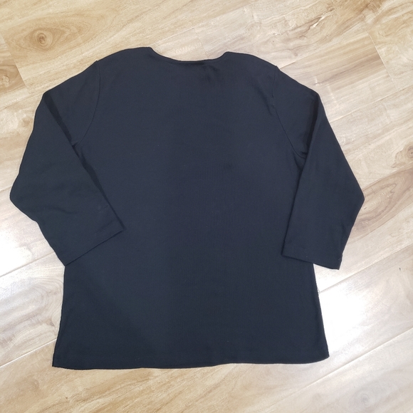 Karen Scott size M Christmas top black blouse - Picture 2 of 5